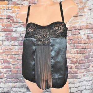 Vintage Victorias Secret Medium Satin Cami Top Lace Mesh Top Black